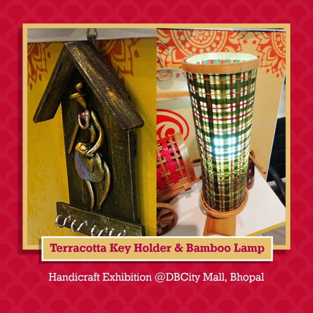 terracotta key holder and bamboo lamp